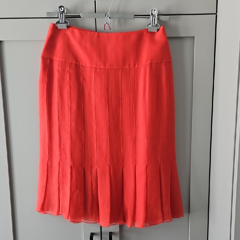 CHANEL Vibrant Red Silk A-Line Skirt